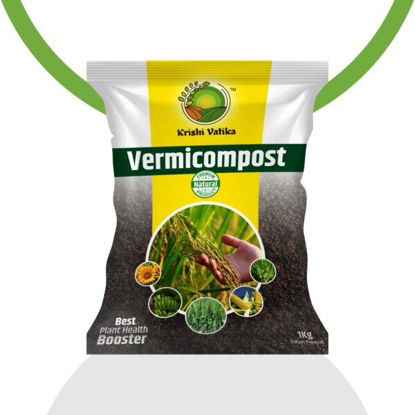 Krishi Vatika Vermicompost For Plants & Home Gardening Gandul Khat Kechua Khad Manufactured From Cow Dung Earthworm Compost No Smell,Not Wet,Free Flowing Dry Vermi Compost Fertilizer (1 Kg)